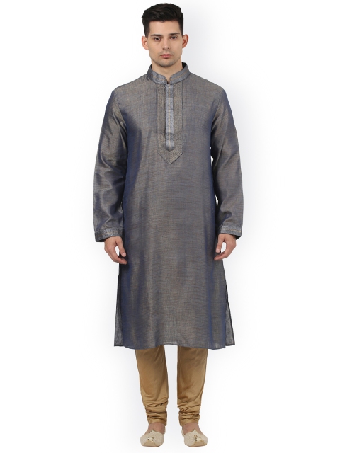 

ethnix by Raymond Men Grey & Brown Self-Design Kurta with Churidar