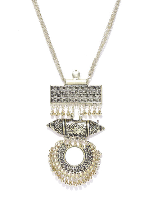 

Infuzze Gold-Toned Textured Antique Multistranded Necklace