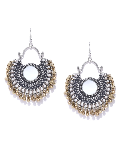 

Infuzze Silver-Toned & Gold-Toned Mirror Drop Earrings