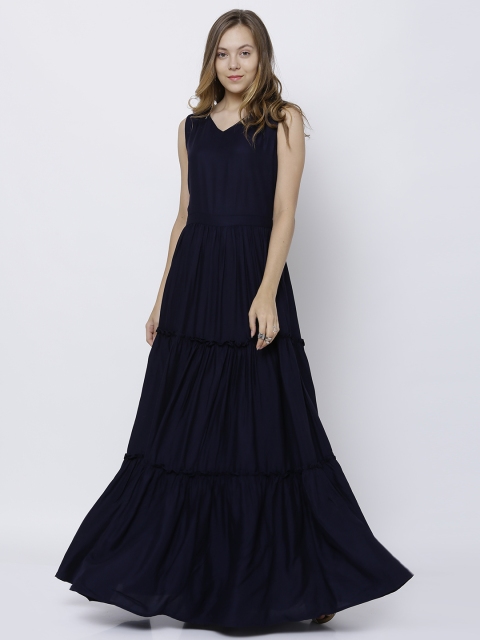 

Tokyo Talkies Women Navy Blue Solid Maxi Dress
