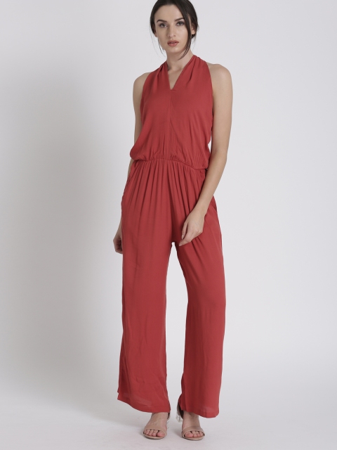 

Chemistry Rust Red Self Design Basic Jumpsuit