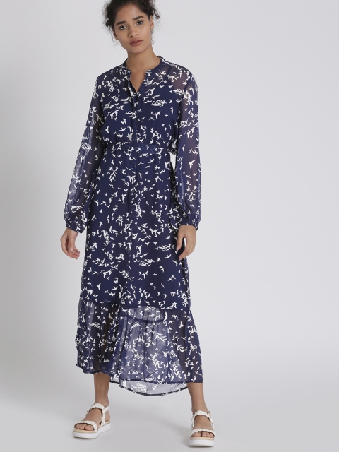 

Chemistry Women Navy Blue Birds Print Maxi Dress