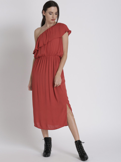 

Chemistry Women Rust Red Solid Maxi Dress