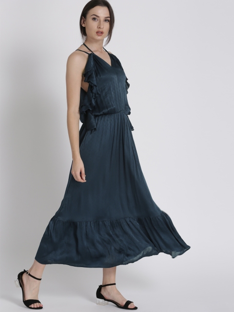 

Chemistry Women Navy Self Design A-Line Dress, Navy blue