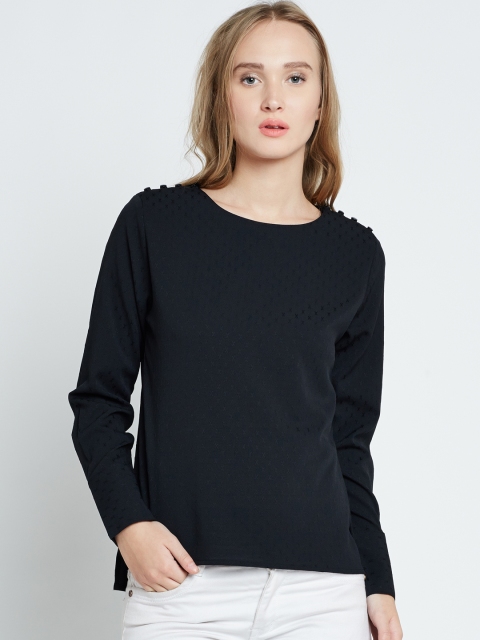 

Marie Claire Women Black Self-Design Top