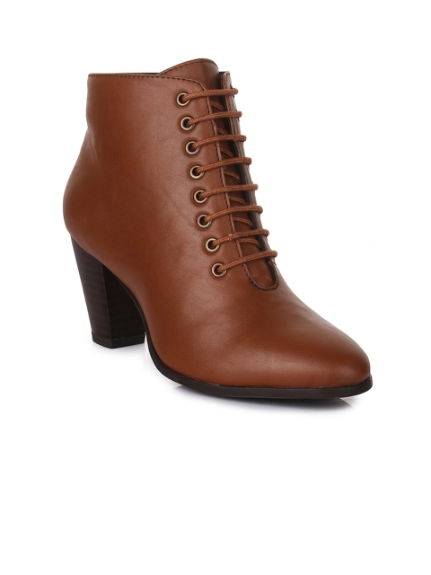 

Bruno Manetti Women Tan Brown Solid Heeled Boots