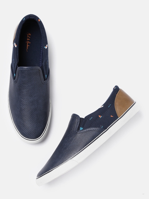 

Mast & Harbour Men Navy Blue Slip-On Sneakers