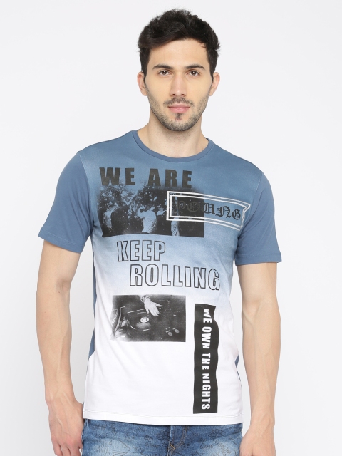 

SF JEANS by Pantaloons Men Blue Printed Round Neck T-shirt
