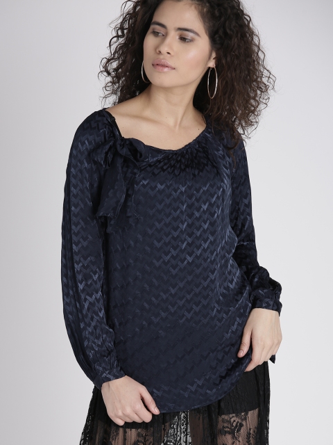 

Chemistry Women Navy Blue Self Design Top