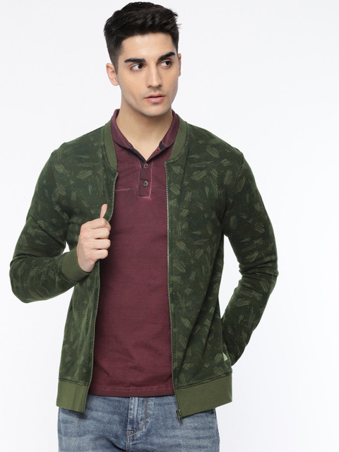 

Jack & Jones Men Olive Green Printed Sweatshirt