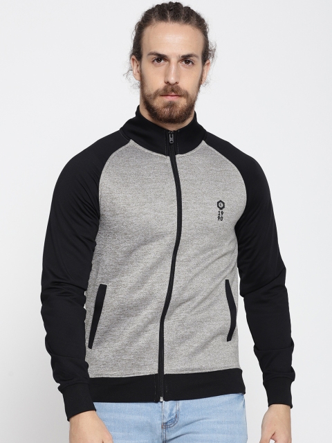 

Jack & Jones Men Grey Melange & Black Solid Sweatshirt