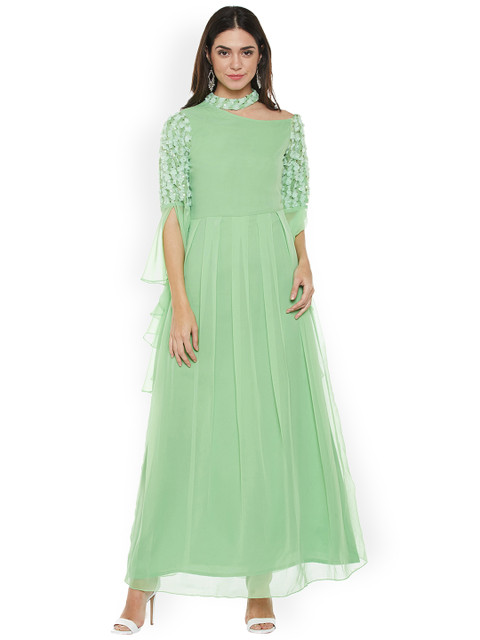 

Athena Women Green Embellished Maxi Dress