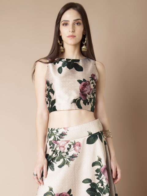 

INDYA Women Pink Printed Crop Top