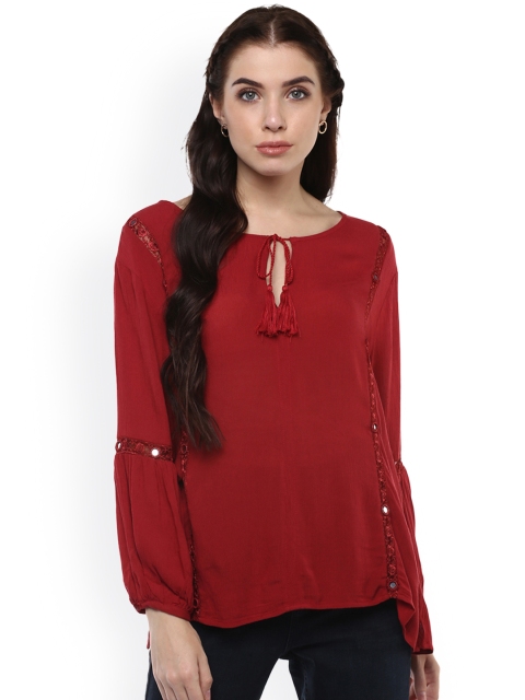 

Harpa Women Maroon Solid Top