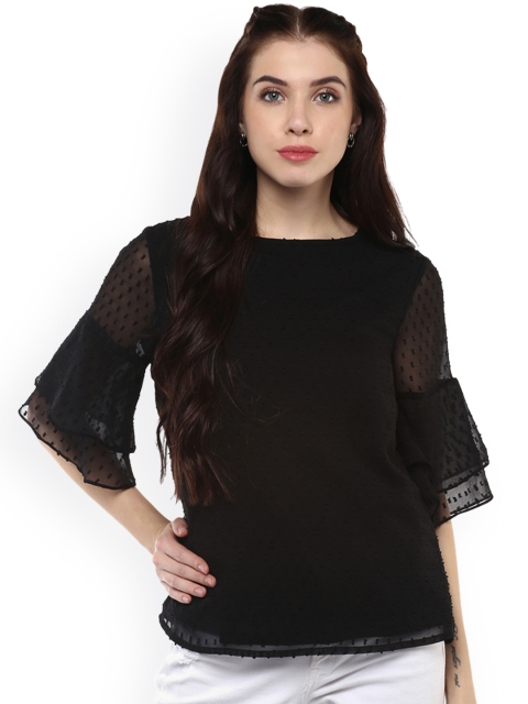 

Harpa Women Black Self-Design Top
