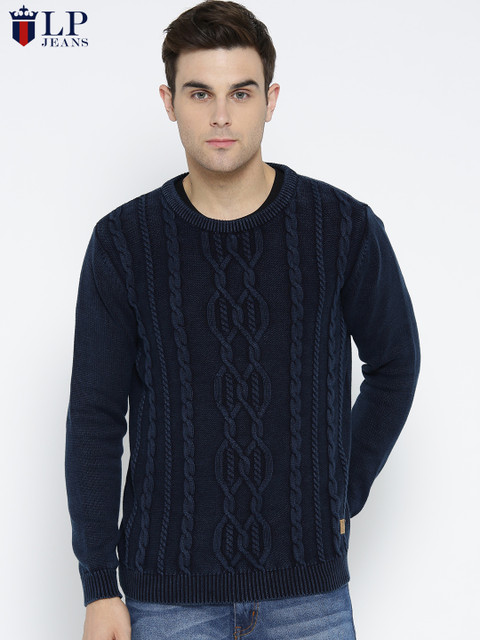 

Louis Philippe Jeans Men Navy Self-Design Pullover, Navy blue