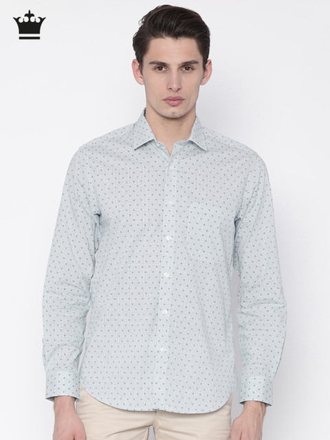 

Louis Philippe Men Green & Blue Regular Fit Printed Casual Shirt