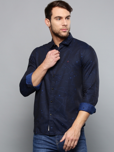 

Louis Philippe Jeans Men Navy Blue Union Slim Fit Printed Casual Shirt