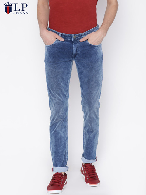 

Louis Philippe Jeans Men Blue Matt Slim Fit Low-Rise Clean Look Stretchable Jeans
