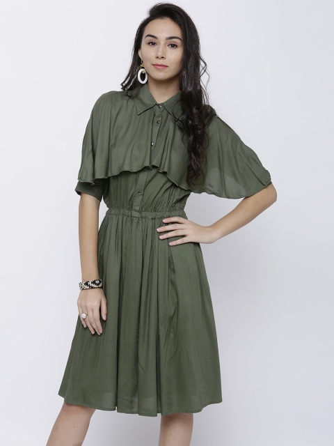 

Tokyo Talkies Women Green Solid A-Line Dress