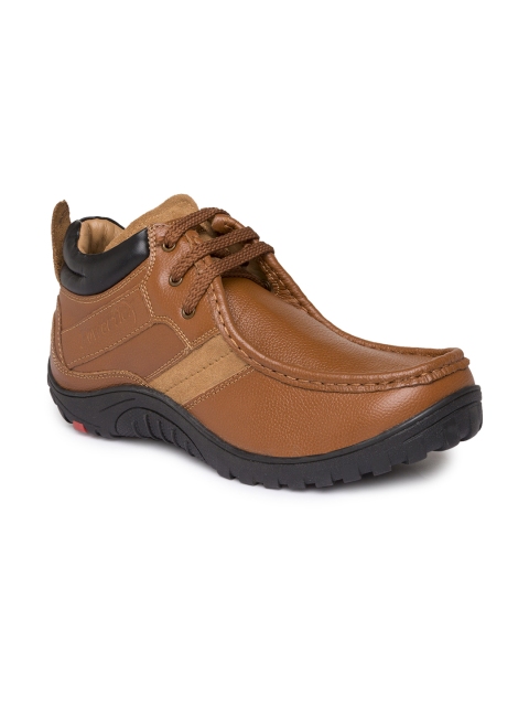 

Red Chief Men Tan Brown Solid Leather Mid-Top Derbys