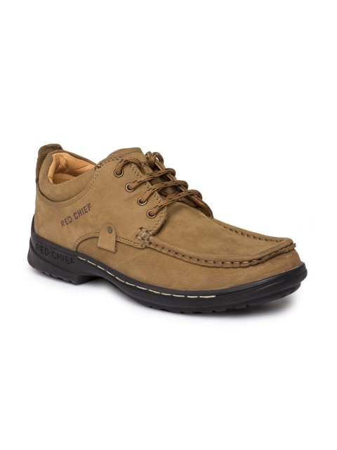 

Red Chief Men Brown Solid Leather Sneakers