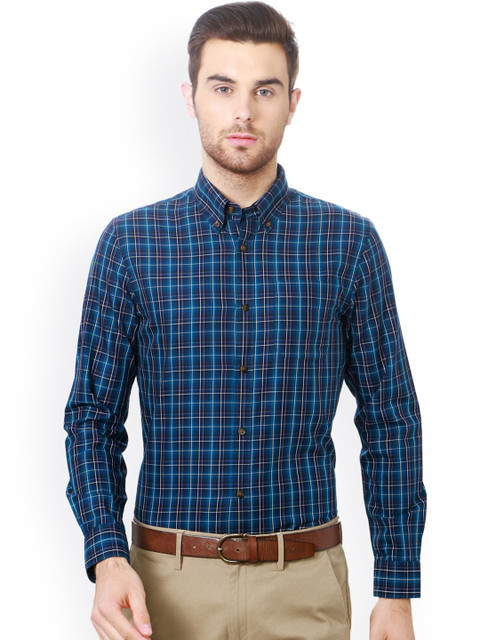 

Peter England Elite Men Blue Slim Fit Checked Formal Shirt
