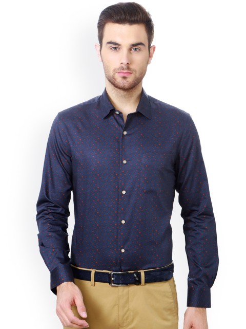 

Peter England Elite Men Blue Slim Fit Printed Semiformal Shirt