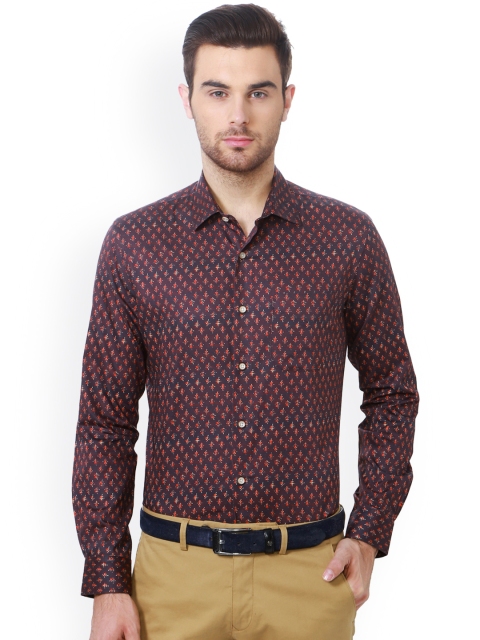 

Peter England Elite Men Brown Slim Fit Printed Semiformal Shirt