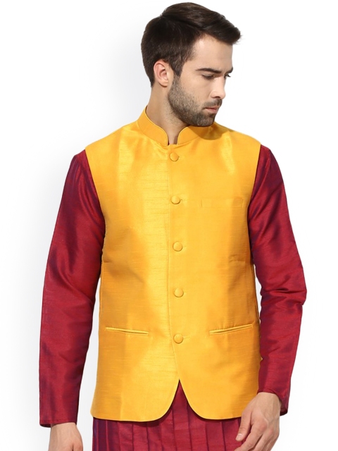 

KISAH Men Yellow Nehru Jacket