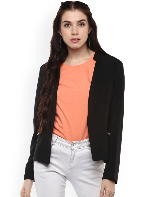 

Harpa Women Black Solid Open Front Jacket