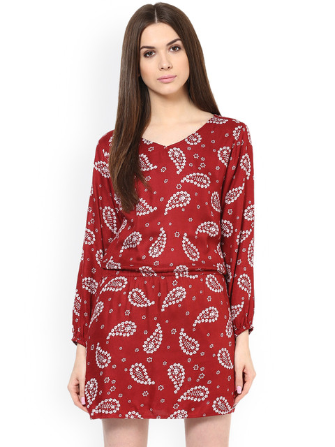 

MIWAY Women Red Printed Blouson Dress