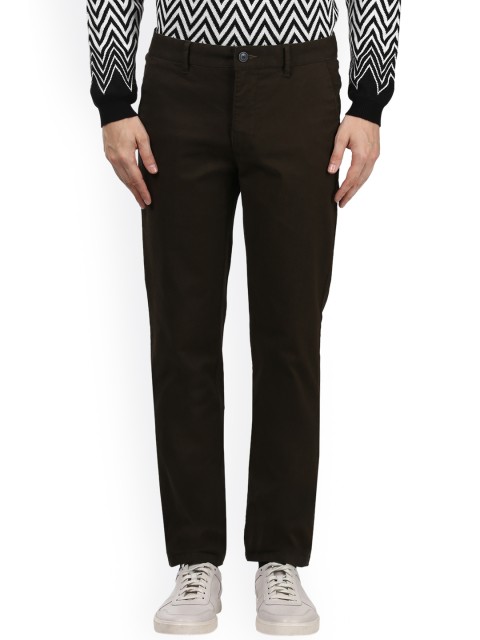 

Park Avenue Men Green Tapered Fit Solid Regular Trousers