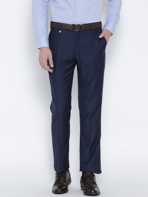 

Park Avenue Men Navy Smart Fit Solid Formal Trousers, Navy blue