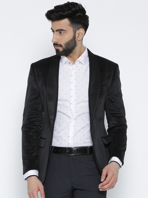 

Park Avenue Black Single-Breasted Super Slim Fit Party Blazer