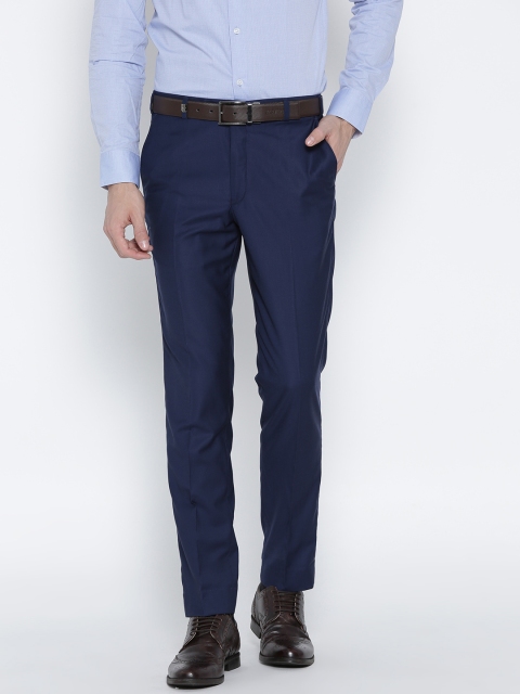 

Park Avenue Men Navy Blue Neo Fit Solid Formal Trousers