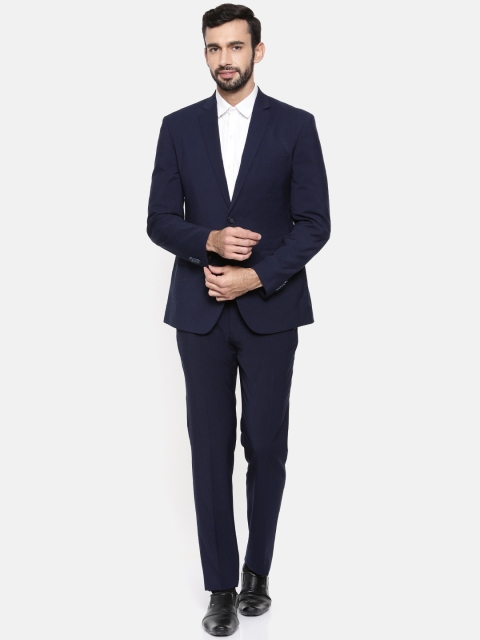 

Park Avenue Men Navy Blue Solid Super Slim Fit Single-Breasted Formal Suit