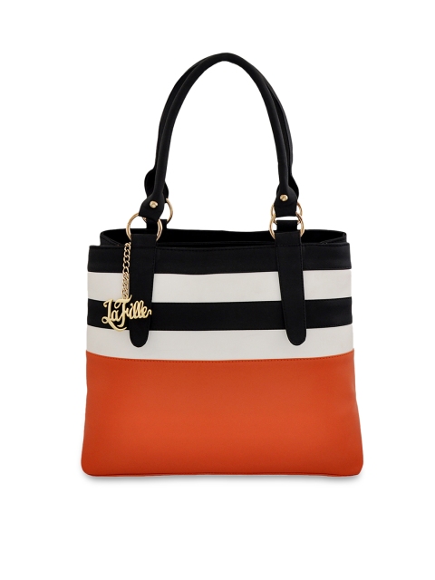 

LaFille Orange Striped Handheld Bag
