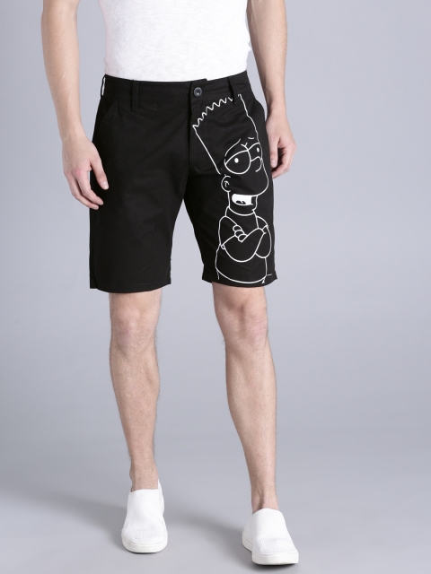 

The Simpsons Men Black Printed Regular Fit Chino Shorts