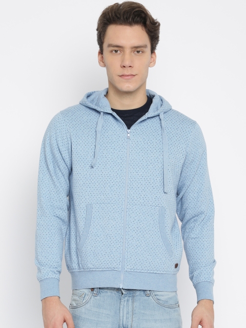 

Parx Men Blue Printed Hooded Sweatshirt