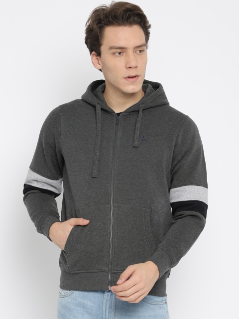 

Parx Men Charcoal Grey Solid Hooded Sweatshirt