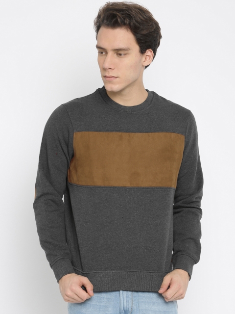 

Parx Men Grey & Brown Colourblocked Sweatshirt