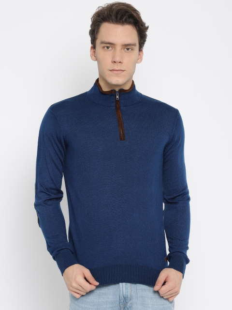 

Parx Men Blue Solid Pullover