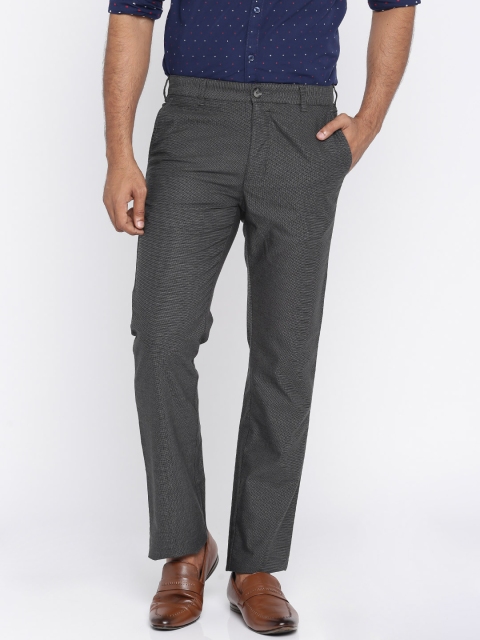 

Parx Men Charcoal Grey Slim Fit Self Design Regular Trousers