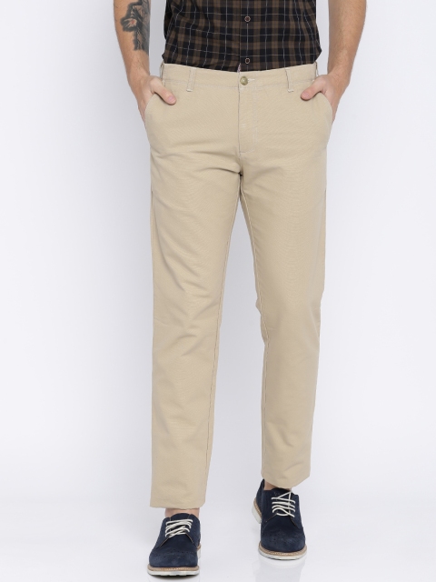 

Parx Men Beige Slim Tapered Fit Solid Regular Trousers