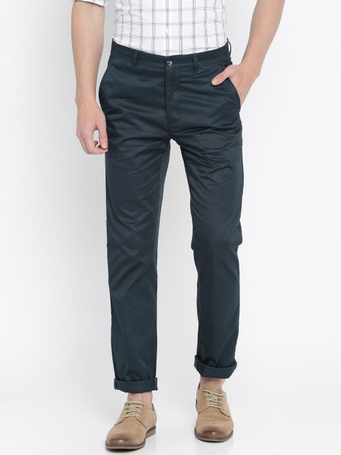 

Parx Men Blue Slim Fit Solid Trousers
