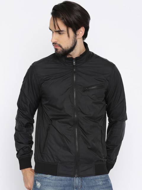 

Parx Men Black Solid Bomber Jacket