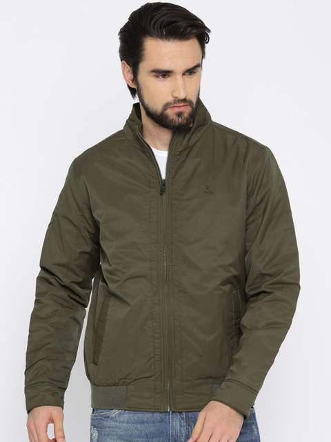 

Parx Men Olive Green Solid Bomber