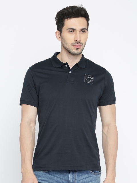 

Parx Men Navy Solid Polo Collar T-shirt, Navy blue