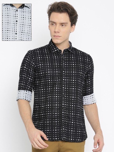 

Parx Men Black & White Slim Fit Printed Reversible Casual Shirt